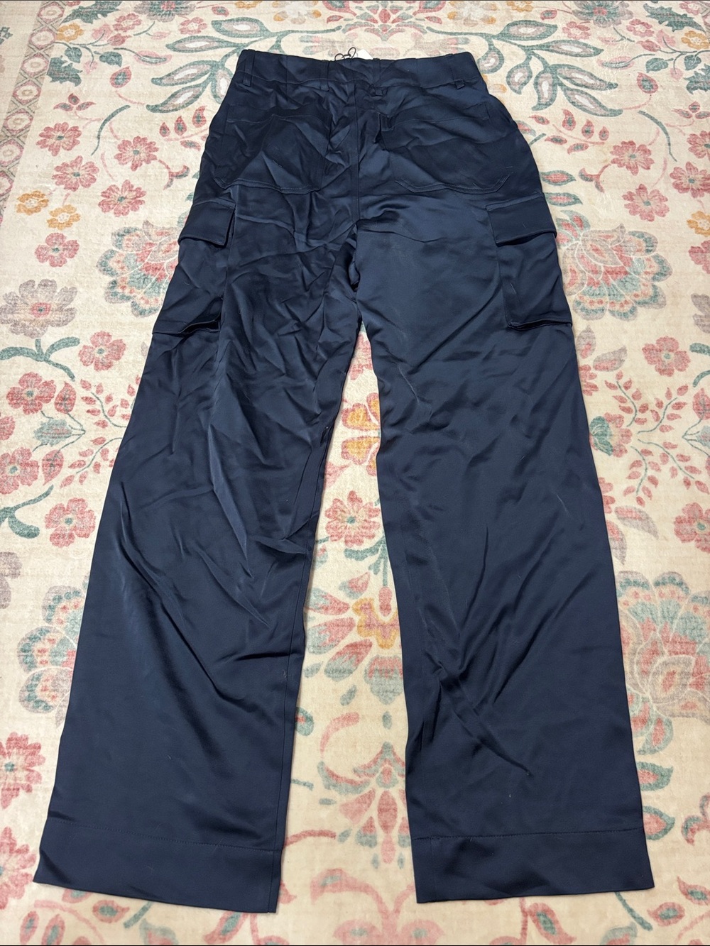 Scotch & Soda Navy Satin Faye Utility Wide-Leg Cargo Pants - Picture 8 of 8